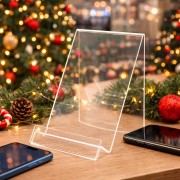 Подставка для телефона на витрину (пластик прозрачный) складная (стул)