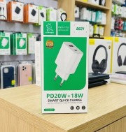 СЗУ Denmen DC21, 20W+18W, USB+USB-C, белый