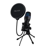 Микрофон для компьютера WALKER WCM-25, игровой, USB, подсветка, черный