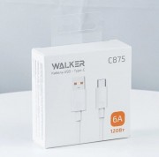 Кабель USB "WALKER" C875, 120W, 6A, Type-C, белый
