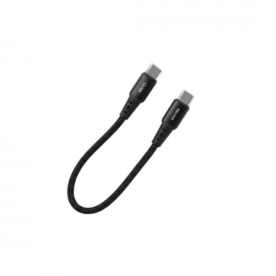 Кабель USB "WALKER" C073, (0,2 метра), 120Вт, нейлон, Type-C-Type-С, в пакете, черный