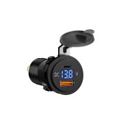 АЗУ WALKER WCR-07, 38Вт, врезное, USB/Type-C, поддержка QC/PD, черное