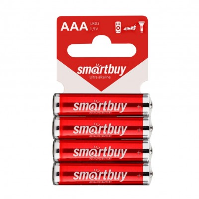 Батарейка алкалиновая с подвесом Smartbuy LR03/4SB (4 в комплекте - цена за 1шт ) (SBBA-3A04SB)