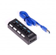USB 3.0 хаб с выключателями, 4 порта, СуперЭконом, черный, SBHA-7304-B