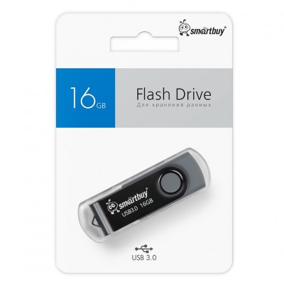 USB 16GB SmartBuy UFD 3.0/3.1 Twist Black (SB016GB3TWK), черный