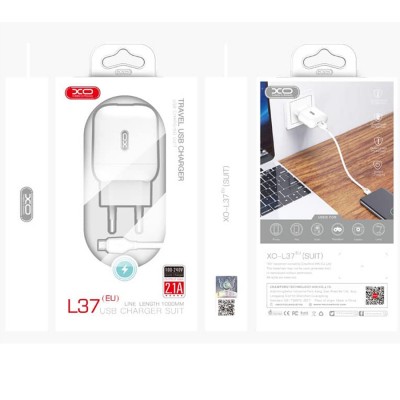 СЗУ XO L37 1 USB разъем (2.1A), блочок + кабель Micro USB, белый