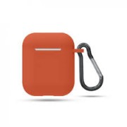 Чехол для кейса AirPods силиконовый, с логотипом "Apple" №27, морковный