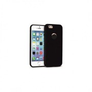 Чехол-накладка для iPhone 6 Plus силиконовый матовый с вырезанным контуром яблока, черный