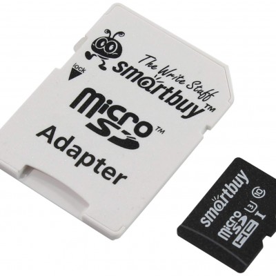 Micro SD 64GB SmartBuy (Class 10) PRO U3 R/W:90/70 MB/s с адаптером (SB64GBSDCL10U3-01)