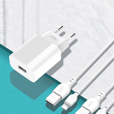 СЗУ XO L53 1 USB разъем (2.1A), блочок + кабель TYPE-C, белый