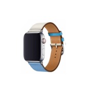Ремешок для Apple Watch 42-44mm, New hermes leather, кожаный, комбинированный, голубой/бежевый