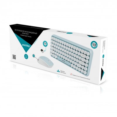 Комплект клавиатура+мышь мультимедийный Smartbuy (SBC-626376AG-M), мятно-белый