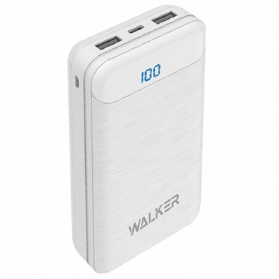 Внешний аккумулятор Walker WB-525, 20000 mAh, Li-Pol, 2.1A вх/вых, USBx2, microUSB, Type-C, белый