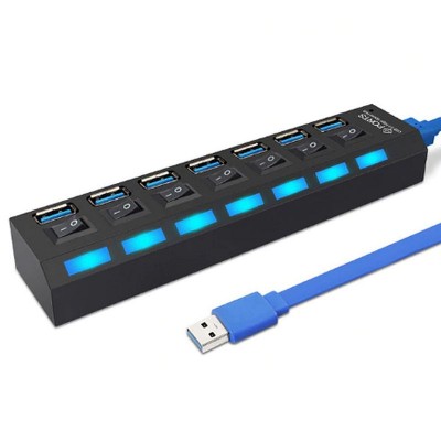 Smartbuy USB-HUB 3.0 с выключателями, 7 портов, СуперЭконом (SBHA-7307-B), черный
