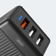 СЗУ XO L58 (18 Вт), USBx3, быстрая зарядка QC 3.0, индикатор, блочок, черный