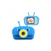 Детский фотоаппарат + чехол "Пчёлка" (съемка видео, экран 2", microSD, игры), синий