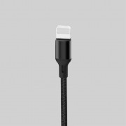 XO NB143 кабель для iPhone 5/6, длина 1 м, 2.1А, матерчатая оплетка, черный