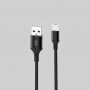 XO NB143 кабель Micro USB, 2.1А, 1 метр, матерчатая оплетка, черный