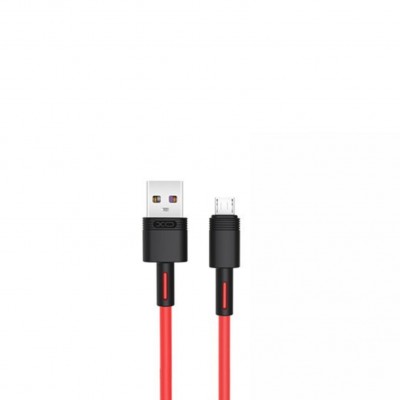 XO NB-Q166 кабель Micro USB, 5А, быстрый заряд, прорезиненная оплетка, красный