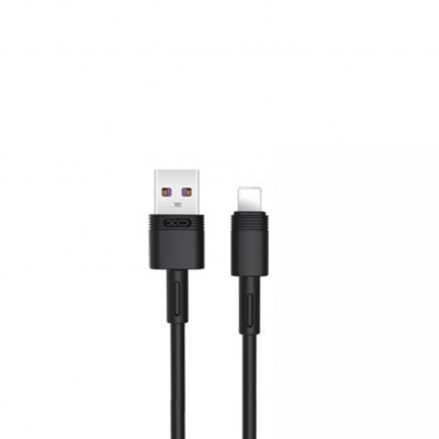 XO NB-Q166 кабель для iPhone 5/6, длина 1 м, быстрый заряд, 5А, прорезиненная оплетка, черный