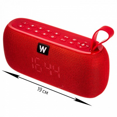 Колонка WALKER WSP-150, Bluetooth, 5Вт*2, функция часов, красный