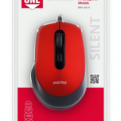 Мышь проводная беззвучная Smartbuy ONE 265-R (SBM-265-R), красный