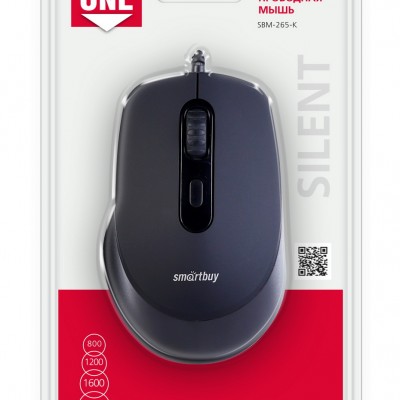 Мышь проводная беззвучная Smartbuy ONE 265-K (SBM-265-K), черный