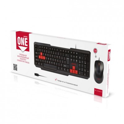Проводной мультимедийный комплект клавиатура+мышь Smartbuy ONE (SBC-230346-KR), черно-красный