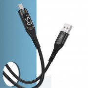 XO NB162 кабель Micro USB, 2.4А, матерчатая оплетка, дисплей, черный