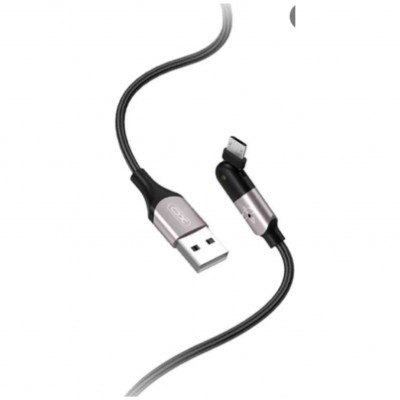 XO NB176 кабель Micro USB, матерчатая оплетка, индикатор, вращающийся разъем, черный