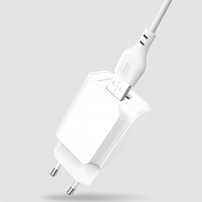 СЗУ XO L35D 2 USB разъема (2.1A) блочок + кабель TYPE-C, белый