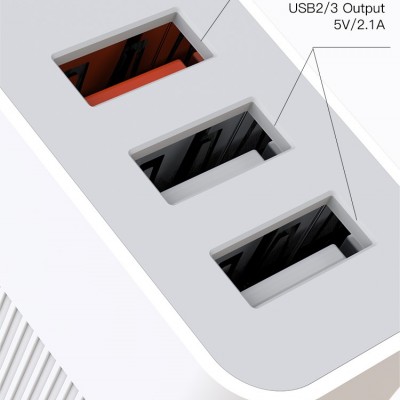 СЗУ XO L72 3А, 18Вт, USBx3, быстрая зарядка, блочок, белый