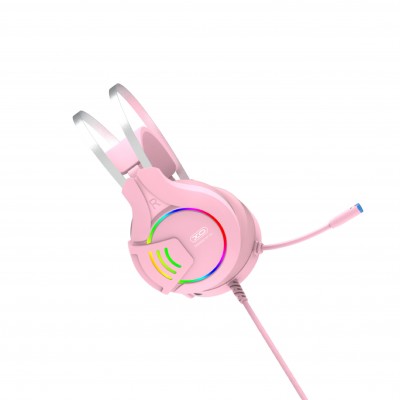 Наушники XO GE-04 полноразмерные с микрофоном, розовый