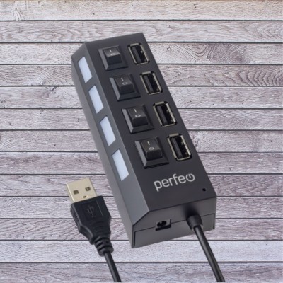 Perfeo USB-HUB 4 Port, (PF-H030 Black) чёрный