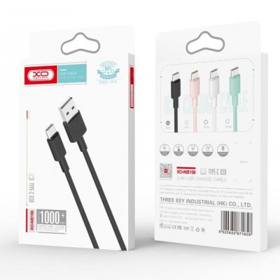 XO NB156 кабель для iPhone 5/6, длина 1 м, 2А, прорезиненная оплетка, мятный