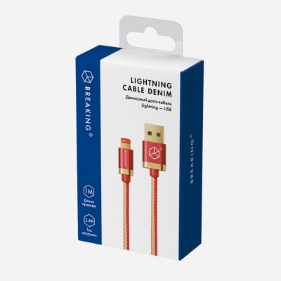 Breaking Кабель для iphone 5/6 Denim (джинсовый) USB - Lightning 1m (21212) красный