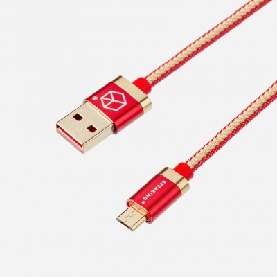 Breaking кабель Micro USB Denim (джинсовый), 2.4A, длина 1м (21222), красный