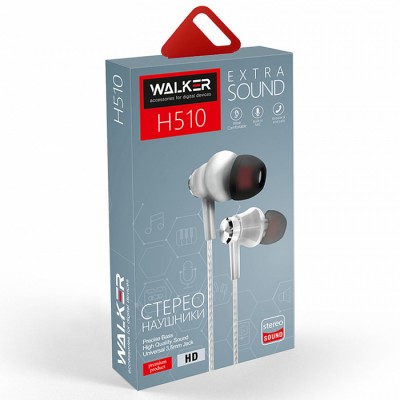 Наушники Walker H510, с микрофоном и кнопкой ответа, серебряный
