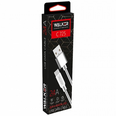Walker C725 Кабель для iPhone 5/6, с металл разъем (поддерж. iOS11), черный