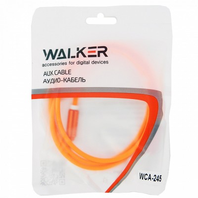 Walker Кабель Jack 3.5 мм вилка - Jack 3.5 мм вилка (AUX), WCA-245, 1м, с метал.разъемами, оранжевый