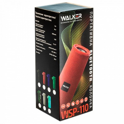 Колонка WALKER WSP-110, Bluetooth, 5Вт*2, черный