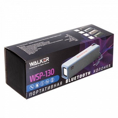 Колонка WALKER WSP-130, Bluetooth, 5Вт*2, голубой