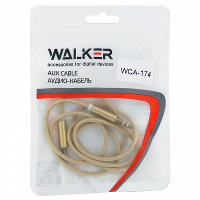 Walker Кабель Jack 3.5 мм вилка - Jack 3.5 мм вилка (AUX), WCA-174, 1м, в тканевой обмотке, золотой