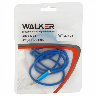 Walker Кабель Jack 3.5 мм вилка - Jack 3.5 мм вилка (AUX), WCA-174, 1м, в тканевой обмотке, синий