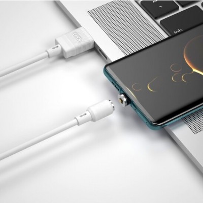 XO NB187 кабель для iPhone 5/6, 2.1А, магнитный, прорезиненная оплетка, белый