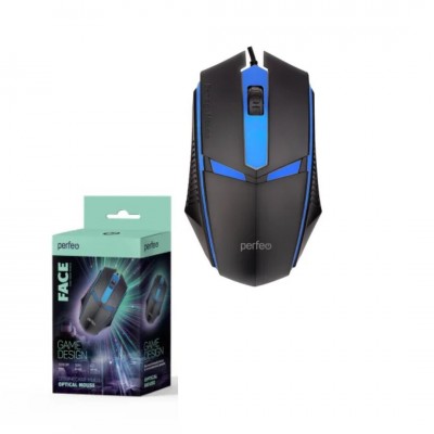 Perfeo мышь оптическая "FACE", 3 кн, USB, GAME DESIGN, 7 цв. подсветка, 1000 DPI, чёрн