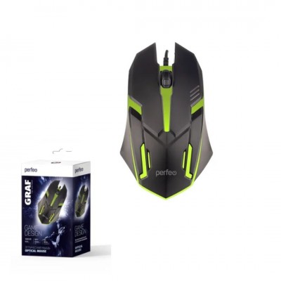 Perfeo мышь оптическая "GRAF", 3 кн, USB, GAME DESIGN, 7 цв. подсветка, 1000 DPI, чёрн