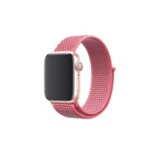 Ремешок для Apple Watch 38-40mm, нейлоновый на липучке, персиковый с розовой каймой