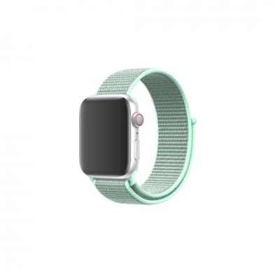 Ремешок для Apple Watch 38-40mm, нейлоновый на липучке, голубой с каймой