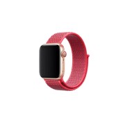 Ремешок для Apple Watch 38-40mm, нейлоновый на липучке, малиновый с розовой каймой